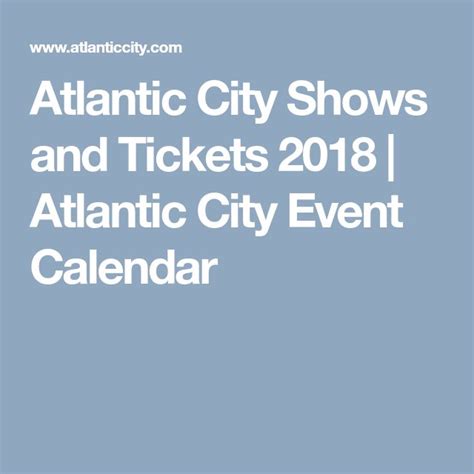 Atlantic City Calendar Of Events