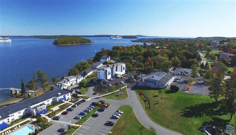 Atlantic oceanside hotel & event center. A beachfront hotel with ocean view rooms, indoor and outdoor pools, fitness center, and free shuttle to Acadia National Park. Enjoy daily nature cruises from the private dock, a continental breakfast, and a seasonal bar. 