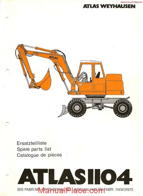 Atlas 1104 excavator spare parts manual. - Manuali di manutenzione di olympian gep50.