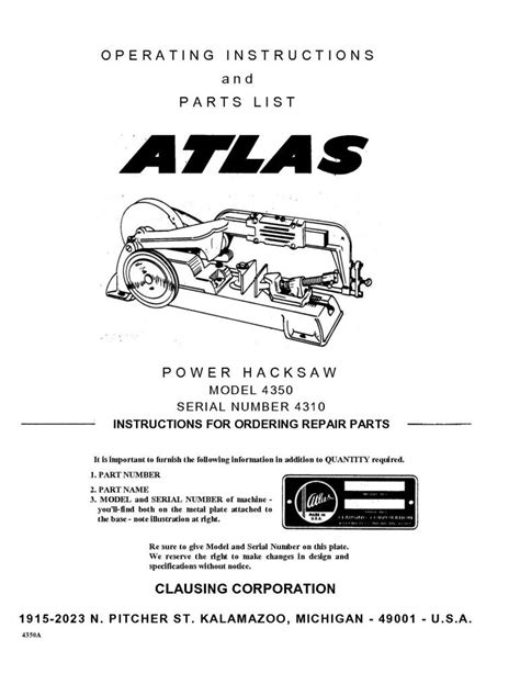 Atlas 4350 power hacksaw manual instructions. - La géomancie à l'ancienne côte des esclaves.