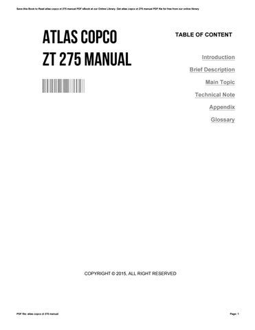 Atlas copco zt 275 instruction manual. - Sammler und bibliotheken im wandel der zeiten.