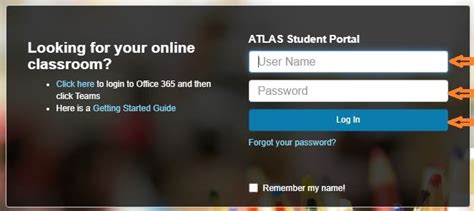 Step 1: Login to the ATLAS Student Portal using the