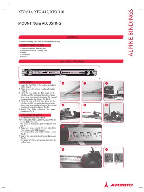 Atomic xto 12 bindings adjustment.  The contents include toe and heel pieces...