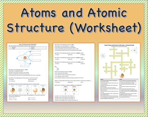 Atoms and Atomic Structure Worksheet Printable and Distance
