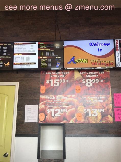 Atown wings grovetown. Wings are good but you can go to a town wings just as good and get $6.00 v/s $8.00. Overpriced on wings and no celery. Service is good. Helpful 0. Helpful 1. Thanks 0. 
