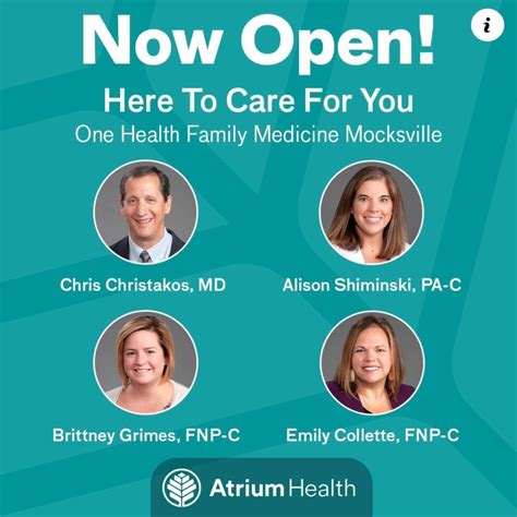 Atrium one health mocksville. Atrium Health Primary Care One Health Family Medicine and Urgent Care Mocksville. 1188 Yadkinville Road. Mocksville, NC 27028. Directions. 336-716-7435. 4.9 Learn more. Wake Forest Baptist Provider. Accepts New Patients. Treats All Ages. 