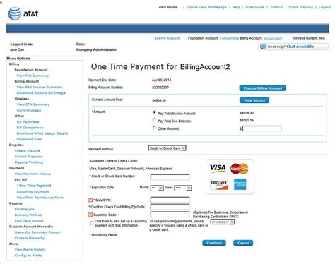 Att one time payment. One Time Charges are items which are not a part of your regular monthly charges and are not associated with usage. This may include renting a movie or charges for going over your Internet Voice minute plan, installation and activation charges, equipment you might purchase from AT&T, and other miscellaneous types of charges. 