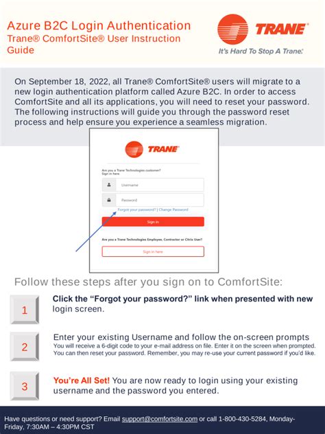 Attention Trane ComfortSite Users Login Authentication Instructions!