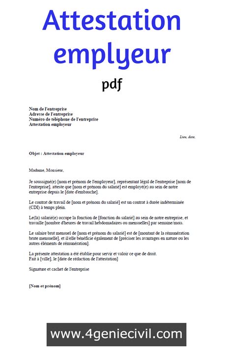 Attestation de l