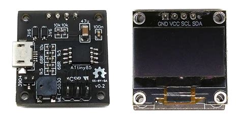 Attiny85 oled.  It uses V-USB to build a USB communication device class (...