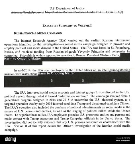 Attorney General summary of Special Counsel s report