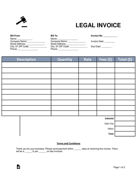 Attorney Invoice Template Exce