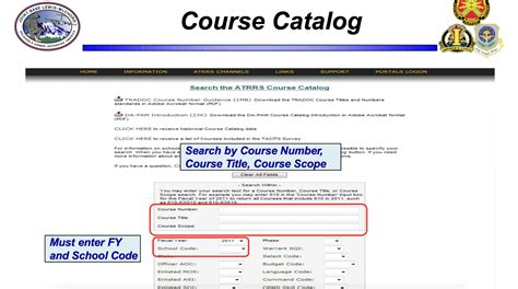 Attrs course catalog. ATRRS is an online portal for finding and enrolling in military courses. Learn how to access the course catalog, view available courses, and troubleshoot common problems with … 