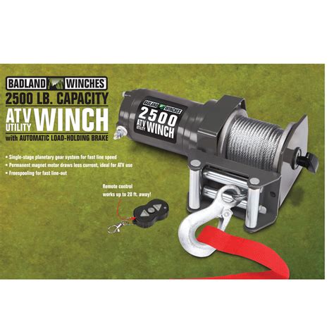 Atv winch harbor freight. The BADLAND 2500 lb. ATV/Utility Winch (Item 61840 / 61258 / 61297 / 63476 / 68146) has a 4.5-star rating on HarborFreight.com. Save on Harbor Freight’s customer favorites with our super coupons. Search our Harbor Freight coupons for deals on Harbor Freight’s generators, air compressors, power tools, and more. 