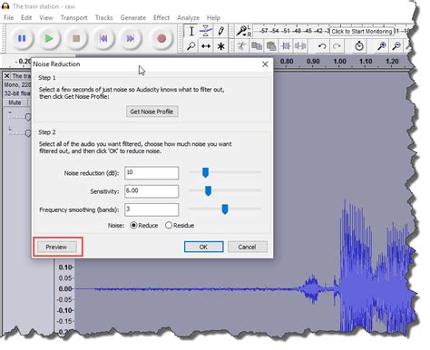 Audacity noise reduction settings. .  ...