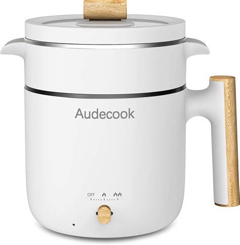 Audecook - FAST HEATING & SAFETY - The Audecook electric cooker uses 360° round embedded heating element technology to heat food evenly and finish heating faster than ordinary pots. This mini electric cooker has a safety protection function that automatically cuts off the power when there is a dry burn or overheating condition to ensure the safety of the ... 