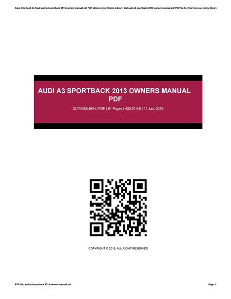 Audi a3 sportback 2013 user manual. - Operating manual for kubota mini digger.