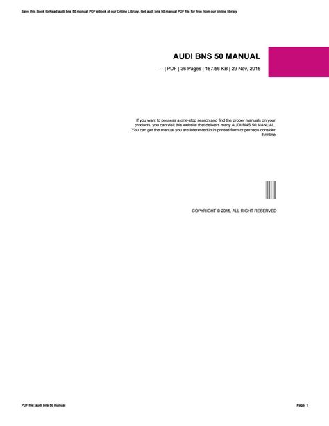 Audi bns 50 manual del propietario. - Kubota b7100d b7100hst d b7100hst e service repair manual.