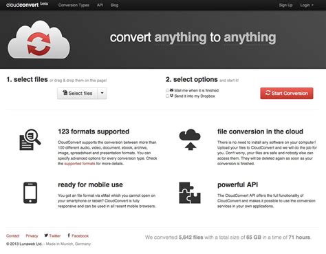 Audio Converter CloudConvert.