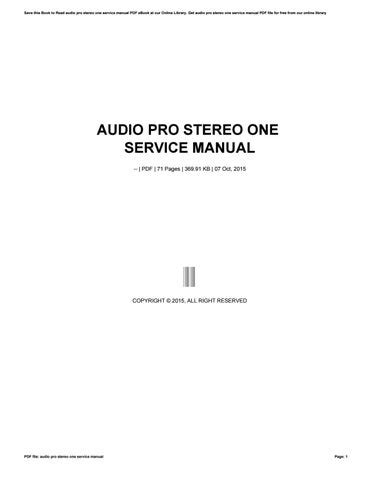 Audio pro stereo one service manual. - Welding theory and application technical manual instruction guide tm 9 2852.