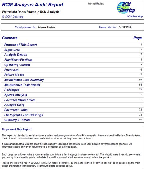 Audit Report RCM Desktop RCM software written by RCM facilitators