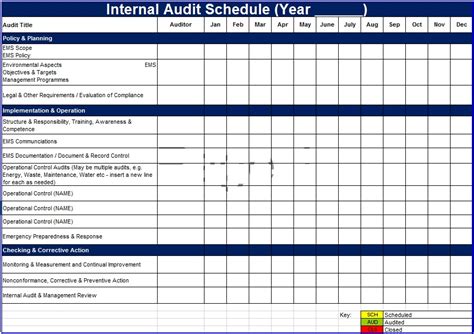 Audit Schedule Template Excel Excel Templates