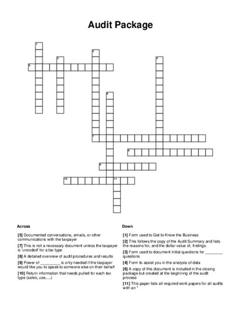 Audit firm exec crossword clue. Clue: Audit firm pro. Audit firm pro is a crossword puzzle clue that we have spotted 1 time. There are related clues (shown below). Referring crossword puzzle answers. CPA; Likely related crossword puzzle clues. Sort A-Z. Tax pro; Bookkeeper (Abbr.) Tax prep pro ... 