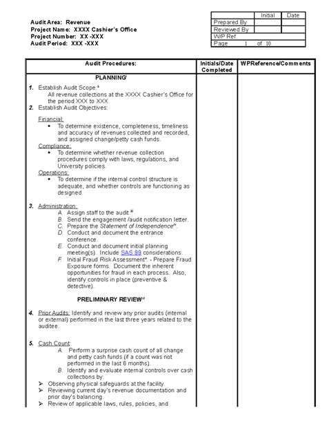 Audit walkthrough documentation template Australian instructions Step