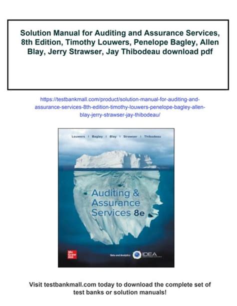 Auditing And Assurance 8th Edition Services Manual Solution