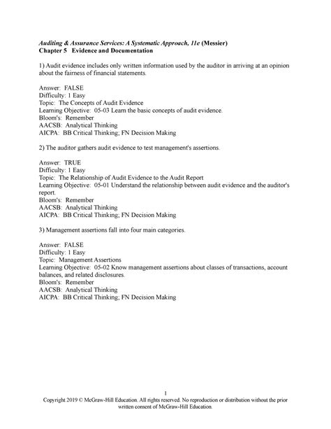 Auditing And Assurance Answer Services Key