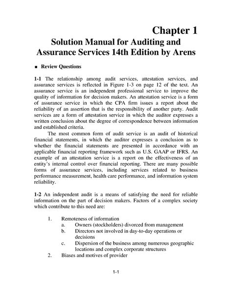 Auditing Assurance 14th Edition Services Manual Solution
