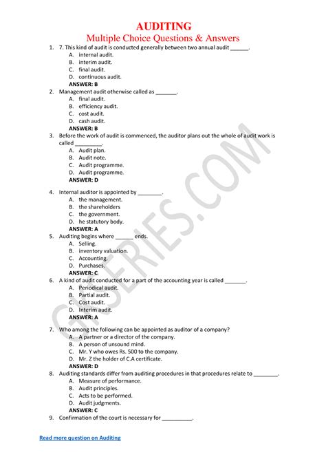 Auditing Multiple Choice Answers Questions