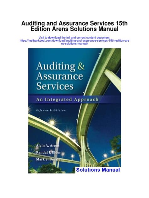 Auditing and assurance services 15th edition solutions manual. - Relaçaõ, em que se continua a que já se deo á luz, sobre tumulto popular.