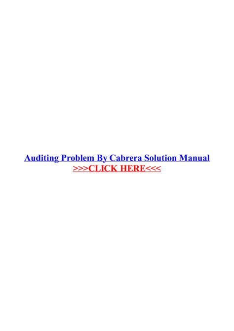 Auditing problems by cabrera solution manual. - Manual de taller de cabrestante planetario.