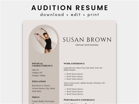 Audition Resume Template