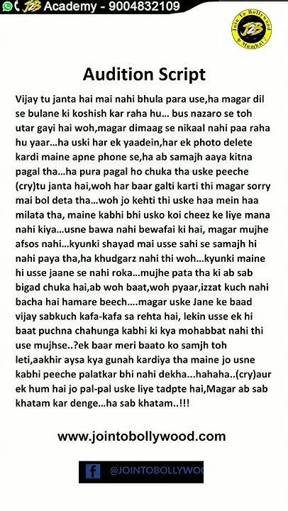 Audition sample script hidi.  The Evolution of Bollywood Scripts Over the years,...