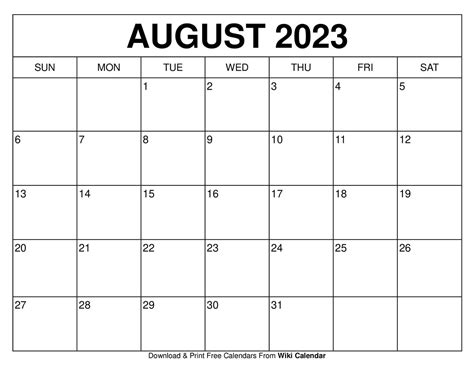 August 2023 Calendar Image Get Latest Map Update