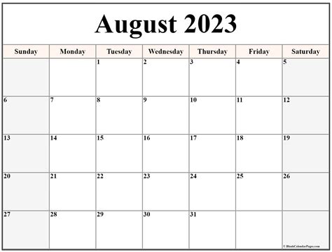 August 2023 Printable Calendar