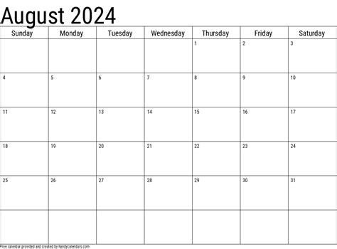 August 4 Calendar