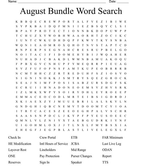 August Bundle Word Search WordMint