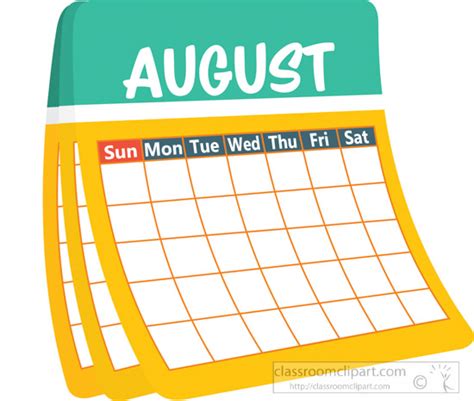 August Calendar Clipart