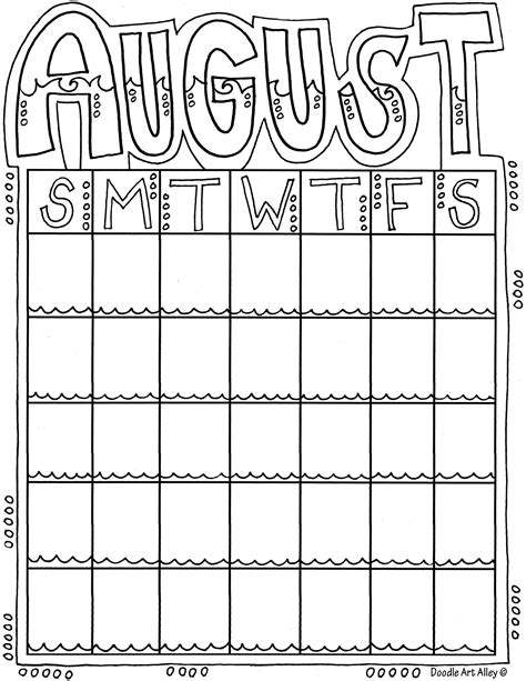 August Calendar Doodles