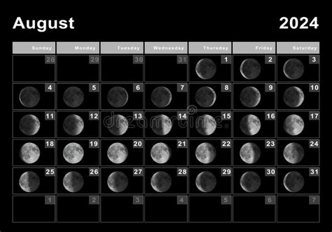 August Calendar Moon