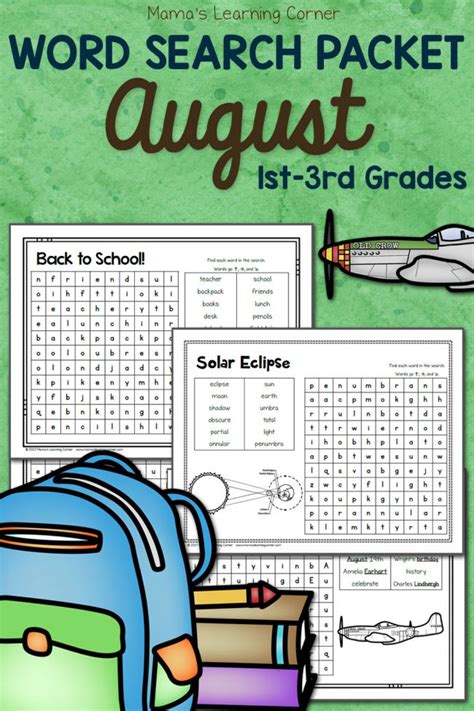 August Word Search Packet Mamas Learning Corner