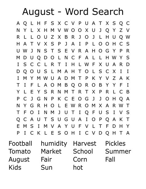 August Word Search WordMint
