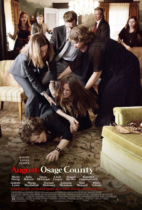 "August: Osage County" tells the story of the Weston family. Three sisters - Barbara (Julia Roberts), Ivy (Julianne Nicholson) and Karen (Juliette Lewis) come back home after their alcoholic, yet soulful and brooding father Beverly (Sam Shepherd) goes missing. Their mother, Violet (Meryl Streep) has basically ruined each one of these girls ....