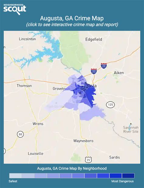 The rate of crime in Augusta is 30.42 per 1,000 residents during a standard year. People who live in Augusta generally consider the northeast part of the city to be the safest. Your chance of being a victim of crime in Augusta may be as high as 1 in 10 in the southwest neighborhoods, or as low as 1 in 63 in the northeast part of the city.. 