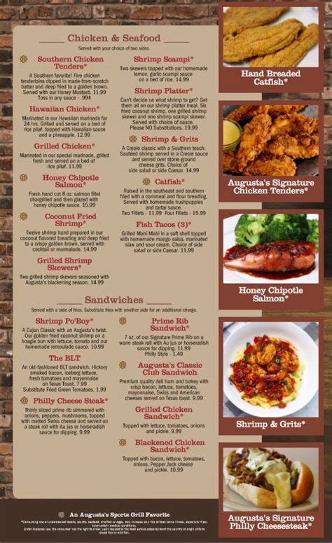 Augusta sports grill cullman menu. Augusta's Sports Grill: Excellent Food and Service - See 160 traveler reviews, 9 candid photos, and great deals for Cullman, AL, at Tripadvisor. 