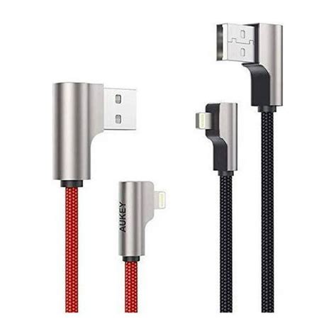 Aukey CB-AL01 2m Right Angle Lightning Cable - 2 Pack