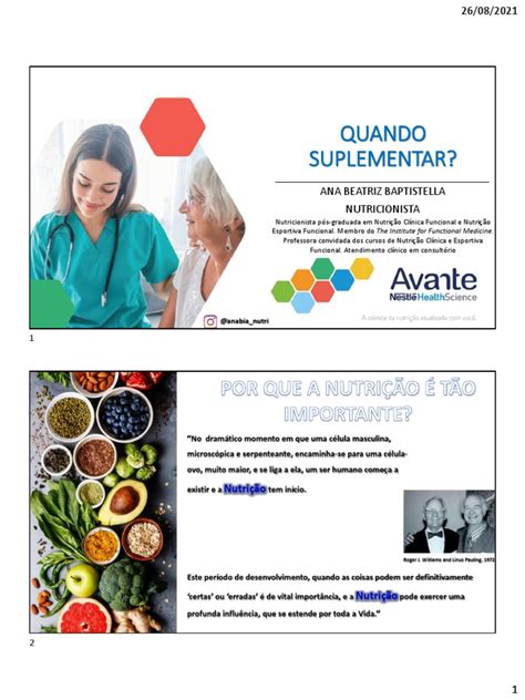 Aula 1 Quando Suplementar PDF Nutrição Dieta e nutrição